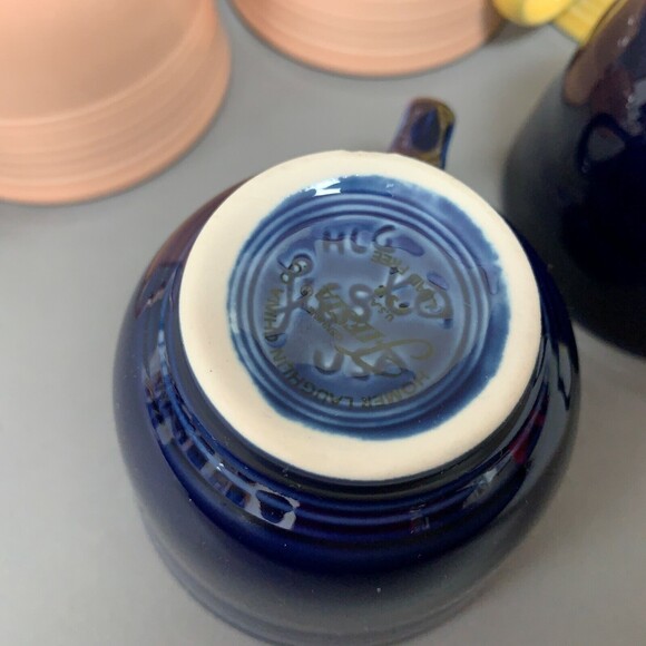 Homer Laughlin HLC LLD SSC Fiesta Cups Yellow Blue Purple Peach Lot of 6 - Picture 8 of 9